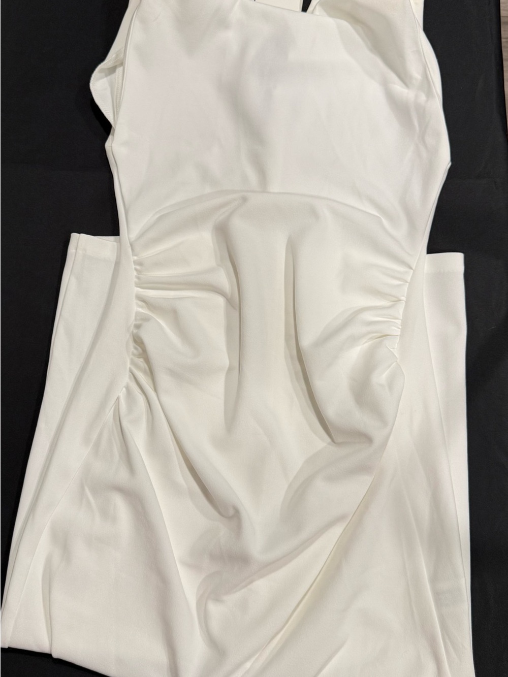 Zara White Ruched Bodycon Dress